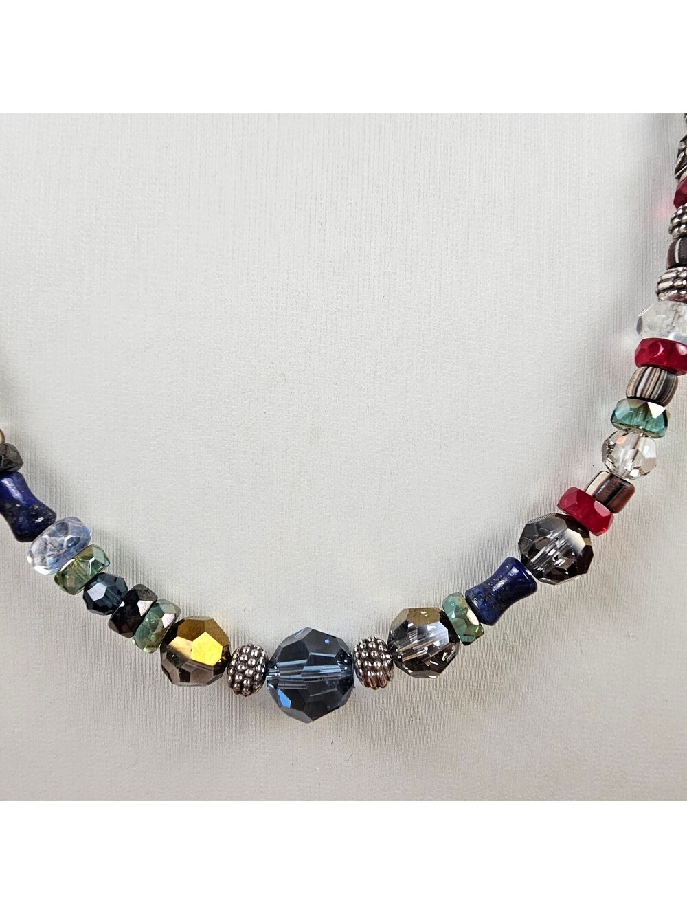 Brighton Silver Mesh Beaded Necklace Crystal Glass Multicolor 17-19 Inch - Picture 4 of 11